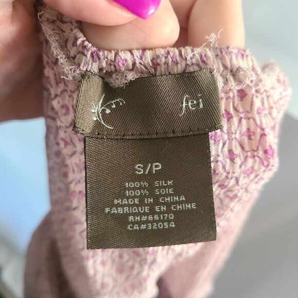 Anthropologie Fei 100% Silk Off Shoulder Boho Top - Picture 4 of 4